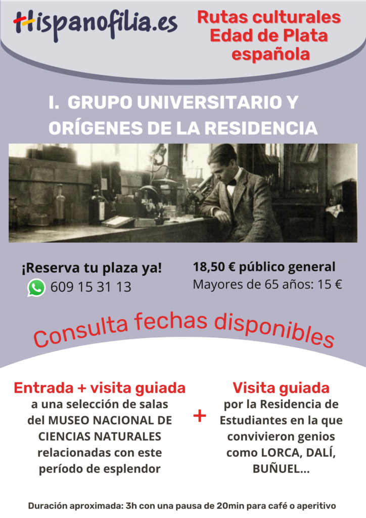 Cartel de la visita guiada por Madrid que incluye la residencia de esttudiantes